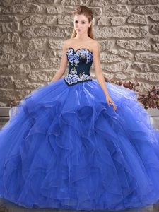 Best Selling Floor Length Ball Gowns Sleeveless Blue Sweet 16 Dresses Lace Up