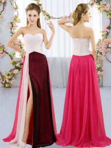 Chiffon Sweetheart Sleeveless Zipper Ruching Court Dresses for Sweet 16 in Multi-color