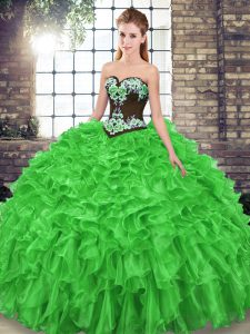 Edgy Sweep Train Ball Gowns Sweet 16 Dress Sweetheart Organza Sleeveless Lace Up