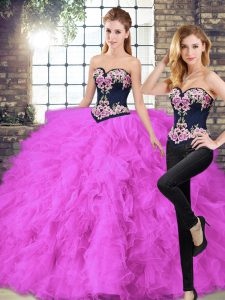 Sleeveless Beading and Embroidery Lace Up Quinceanera Dress