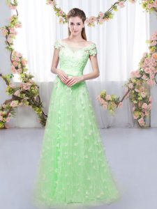 Wonderful Floor Length Lace Up Dama Dress for Prom and Party and Wedding Party with Appliques