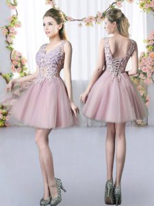 Admirable Sleeveless Appliques Lace Up Damas Dress