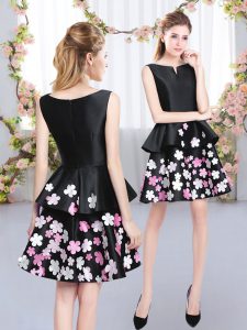 Black Scoop Zipper Pattern Dama Dress for Quinceanera Sleeveless
