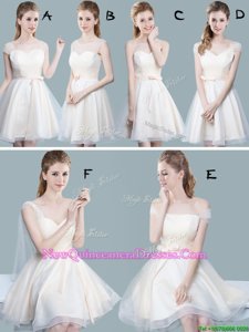 Romantic Champagne Quinceanera Dama Dress for Prom and For withRuching and Bowknot Straps Cap Sleeves Zipper