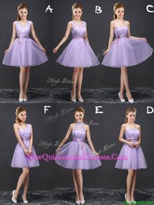 Lovely Spring and Summer and Fall Organza Sleeveless Mini Length Dama Dress andLace and Appliques and Belt