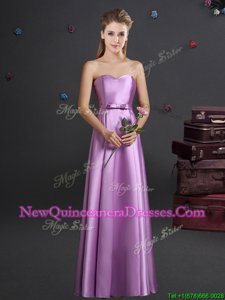 Noble Lilac Zipper Dama Dress Bowknot Sleeveless Floor Length