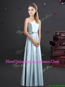 Simple One Shoulder Sleeveless Zipper Bowknot Quinceanera Court Dresses