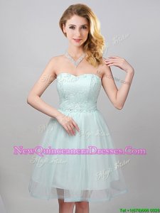 Custom Design Apple Green Sweetheart Neckline Lace and Appliques Quinceanera Court Dresses Sleeveless Lace Up