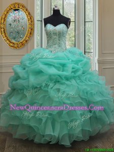 Discount Sleeveless Beading and Ruffles Lace Up Quinceanera Gown