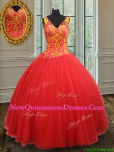 Adorable Rust Red Sleeveless Organza Zipper Sweet 16 Quinceanera Dress for Military Ball and Sweet 16 and Quinceanera