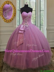 Hot Selling Floor Length Ball Gowns Sleeveless Lilac Quinceanera Gown Lace Up