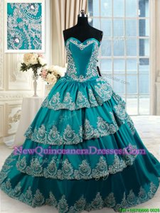 Fashion Sleeveless Beading and Embroidery and Ruffled Layers Lace Up Sweet 16 Quinceanera Dress