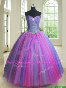 Glorious Multi-color Sleeveless Beading Floor Length Sweet 16 Quinceanera Dress