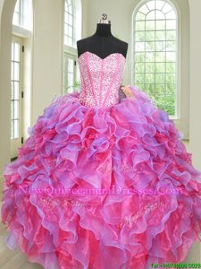 Spectacular Floor Length Ball Gowns Sleeveless Multi-color Sweet 16 Quinceanera Dress Lace Up
