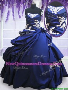 Best Selling Royal Blue Sweet 16 Dress Military Ball and Sweet 16 and Quinceanera and For withBeading and Lace and Pick Ups Strapless Sleeveless Lace Up