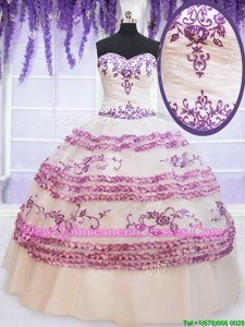 Affordable Ruffled White Sleeveless Organza Lace Up Quinceanera Dresses for Military Ball and Sweet 16 and Quinceanera