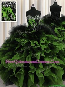 Multi-color Sleeveless Organza and Tulle Lace Up Ball Gown Prom Dress for Military Ball and Sweet 16 and Quinceanera