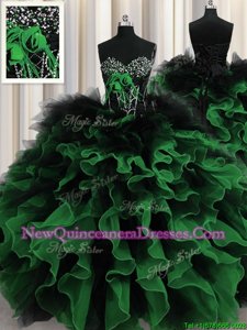 Multi-color Sleeveless Beading and Ruffles Floor Length 15th Birthday Dress