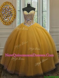Custom Fit Spring and Summer and Fall and Winter Tulle Sleeveless Floor Length Sweet 16 Quinceanera Dress andBeading