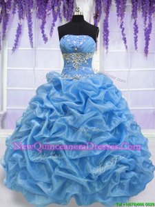 Spectacular Spring and Summer and Fall and Winter Organza Sleeveless Floor Length Vestidos de Quinceanera andBeading