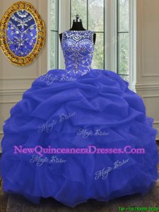 Perfect Scoop Sleeveless Lace Up Floor Length Beading and Pick Ups Quinceanera Dresses