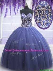 Attractive Purple Sleeveless Beading Floor Length Sweet 16 Dress