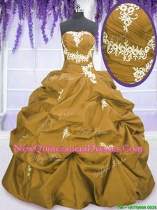 Customized Olive Green Sleeveless Floor Length Appliques and Pick Ups Lace Up Quinceanera Gown