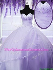 Great Spring and Summer and Fall and Winter Tulle Sleeveless Floor Length Vestidos de Quinceanera andAppliques