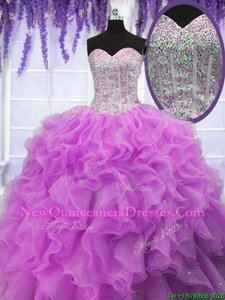 Suitable Sleeveless Ruffles Lace Up Vestidos de Quinceanera