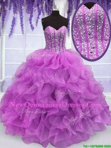 Adorable Sleeveless Beading and Ruffles Lace Up Sweet 16 Quinceanera Dress