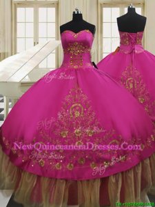 Comfortable Fuchsia Sleeveless Taffeta Lace Up Quince Ball Gowns for Military Ball and Sweet 16 and Quinceanera