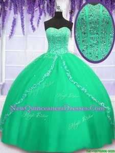 Spectacular Sequins Floor Length Ball Gowns Sleeveless Green Sweet 16 Quinceanera Dress Lace Up