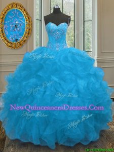 Perfect Sleeveless Beading and Ruffles Lace Up Quinceanera Gowns