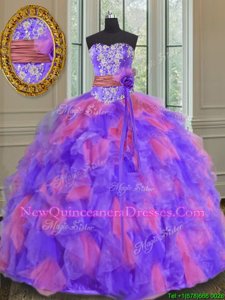 Hot Selling Ball Gowns Sweet 16 Quinceanera Dress Multi-color Sweetheart Organza Sleeveless Floor Length Lace Up