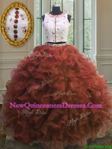 Fabulous Scoop Sleeveless Clasp Handle Floor Length Appliques and Ruffles Quince Ball Gowns