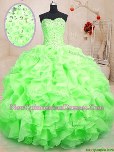 Beautiful Ball Gowns Ball Gown Prom Dress Spring Green Sweetheart Organza Sleeveless Floor Length Lace Up