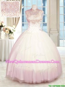 Captivating Floor Length Ball Gowns Sleeveless Baby Pink Sweet 16 Dresses Zipper