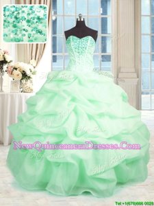 Fashion Sweetheart Sleeveless Organza Sweet 16 Dresses Beading and Ruffles Lace Up