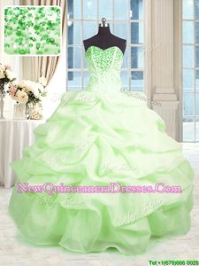 Custom Made Sweetheart Sleeveless Lace Up 15 Quinceanera Dress Spring Green Organza