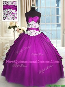 Graceful Sleeveless Beading and Lace and Ruching and Pick Ups Lace Up 15th Birthday Dress