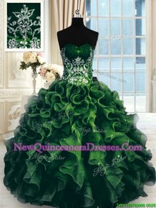 Graceful Multi-color Sleeveless Organza Lace Up Sweet 16 Quinceanera Dress for Military Ball and Sweet 16 and Quinceanera