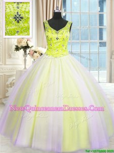 Dramatic Sleeveless Lace Up Floor Length Beading and Sequins Sweet 16 Dresses