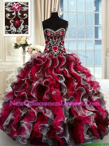 Pretty Multi-color Sleeveless Beading and Appliques Floor Length Ball Gown Prom Dress