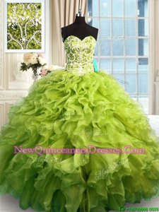 Sleeveless Beading and Ruffles Lace Up Sweet 16 Quinceanera Dress