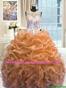 Fashionable Multi-color Zipper Scoop Beading and Ruffles Sweet 16 Quinceanera Dress Organza Sleeveless