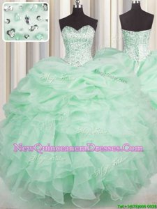 Fashion Floor Length Apple Green Quinceanera Dress Sweetheart Sleeveless Lace Up