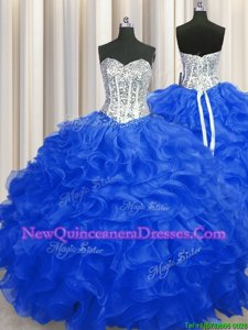 Pretty Sleeveless Lace Up Floor Length Beading and Ruffles 15 Quinceanera Dress