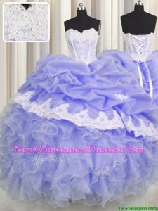 Fantastic Pick Ups Floor Length Ball Gowns Sleeveless Lavender Vestidos de Quinceanera Lace Up