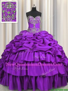 Discount Pick Ups Embroidery Purple Quinceanera Dress Sweetheart Sleeveless Brush Train Lace Up