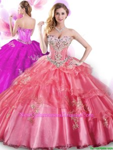 New Style Sleeveless Lace Up Floor Length Beading and Appliques 15 Quinceanera Dress